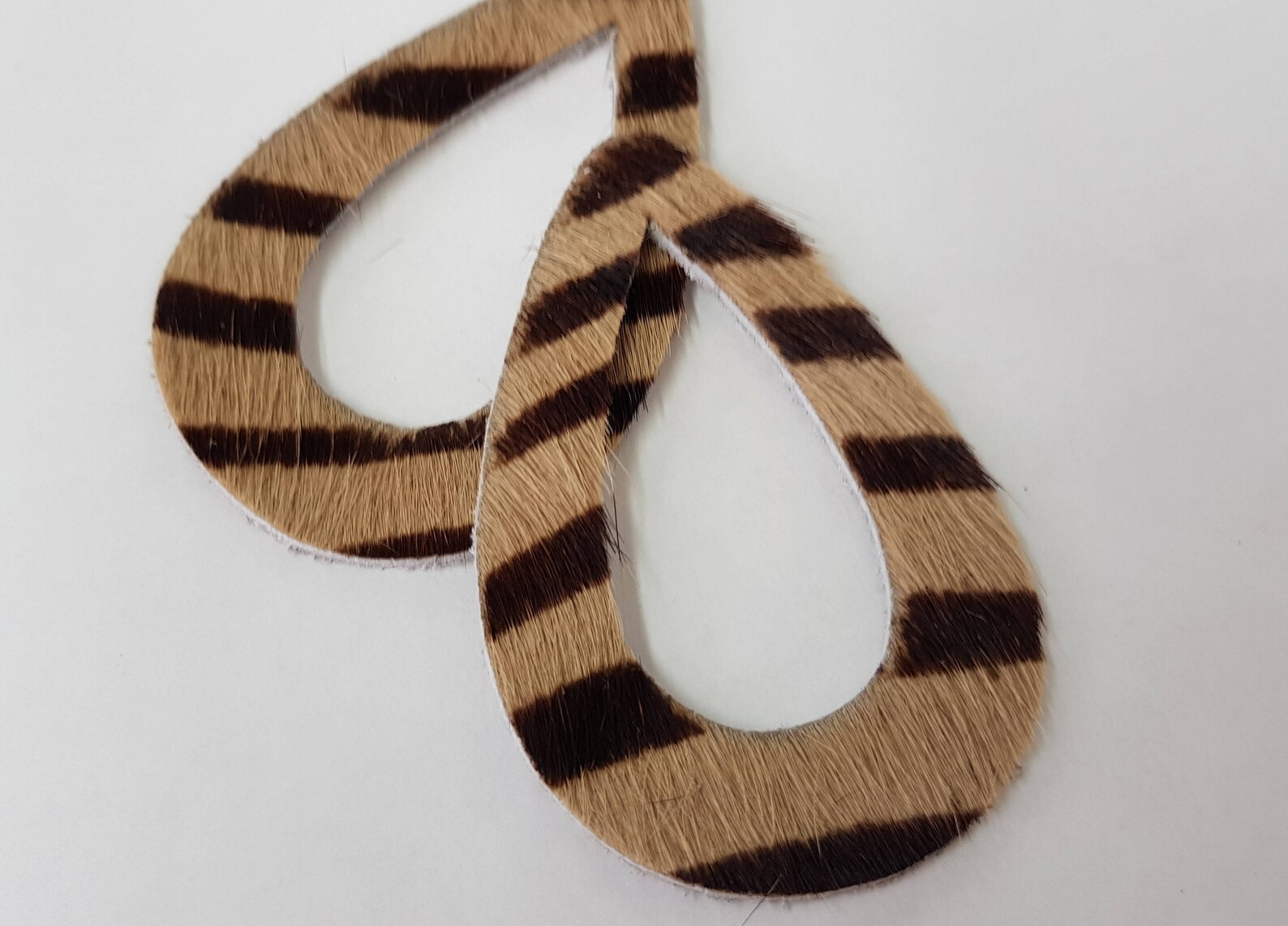 Cut Out Teardrop Tiger Print Hair on Hide Leather Die Cut Etsy