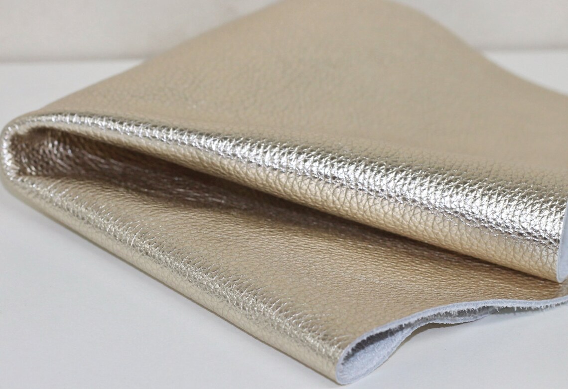 Pale Gold Genuine Leather Metallic Leather Grain Cowhide Etsy