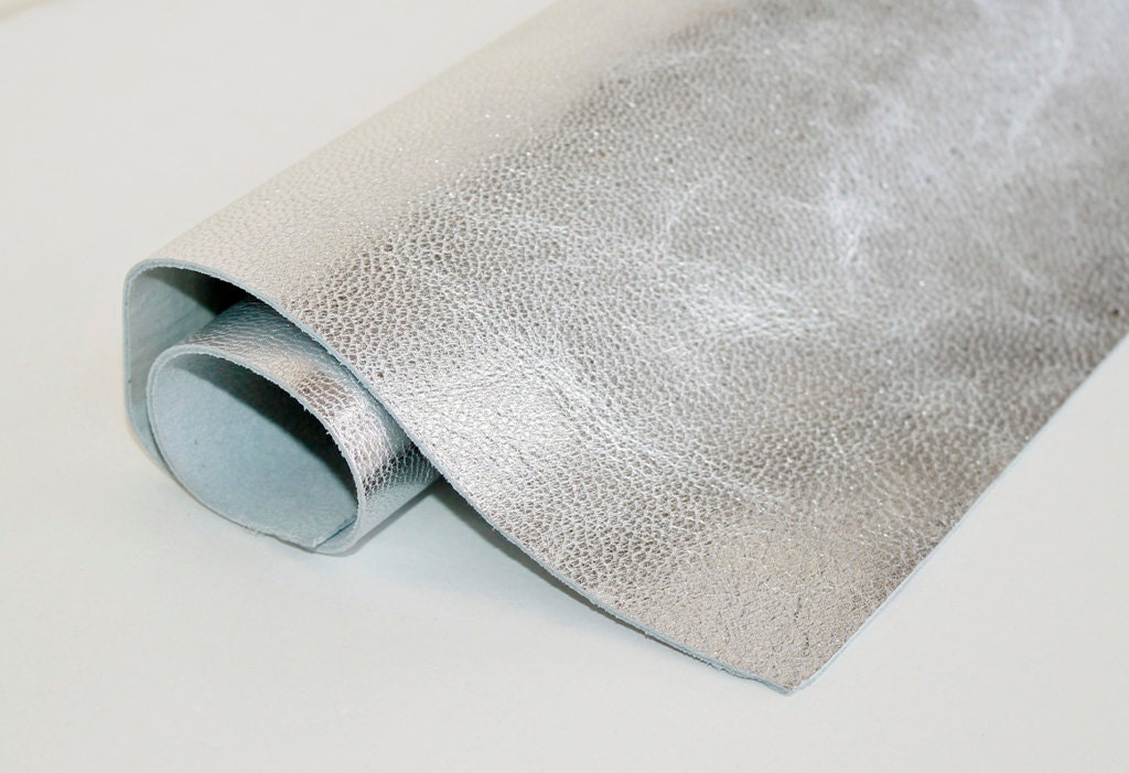 Metallic Silver Genuine Leather , Cowhide