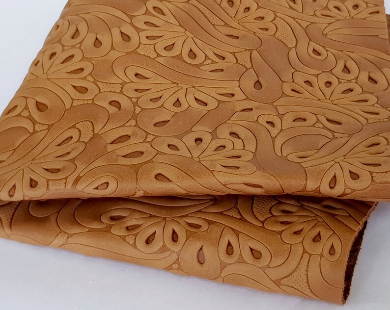 Light Brown Embossed Genuine Leather Cowhide Etsy