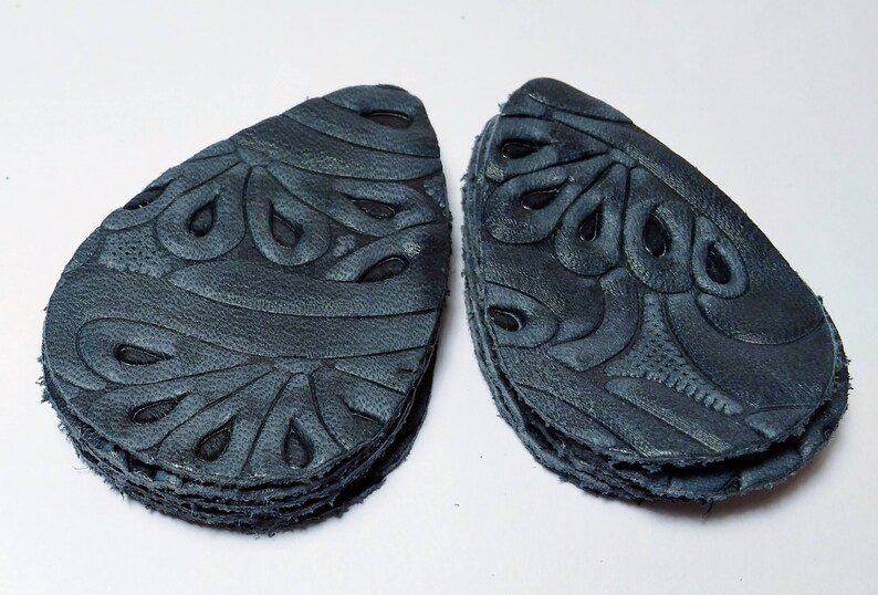 Denim Blue 12pcs Leather Teardrops Embossed Blue Genuine Leather
