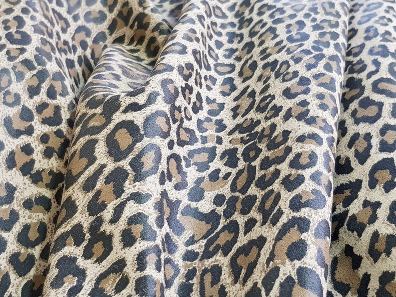 Leopard Print Genuine Leather Tan Tones Soft Cowhide | Etsy