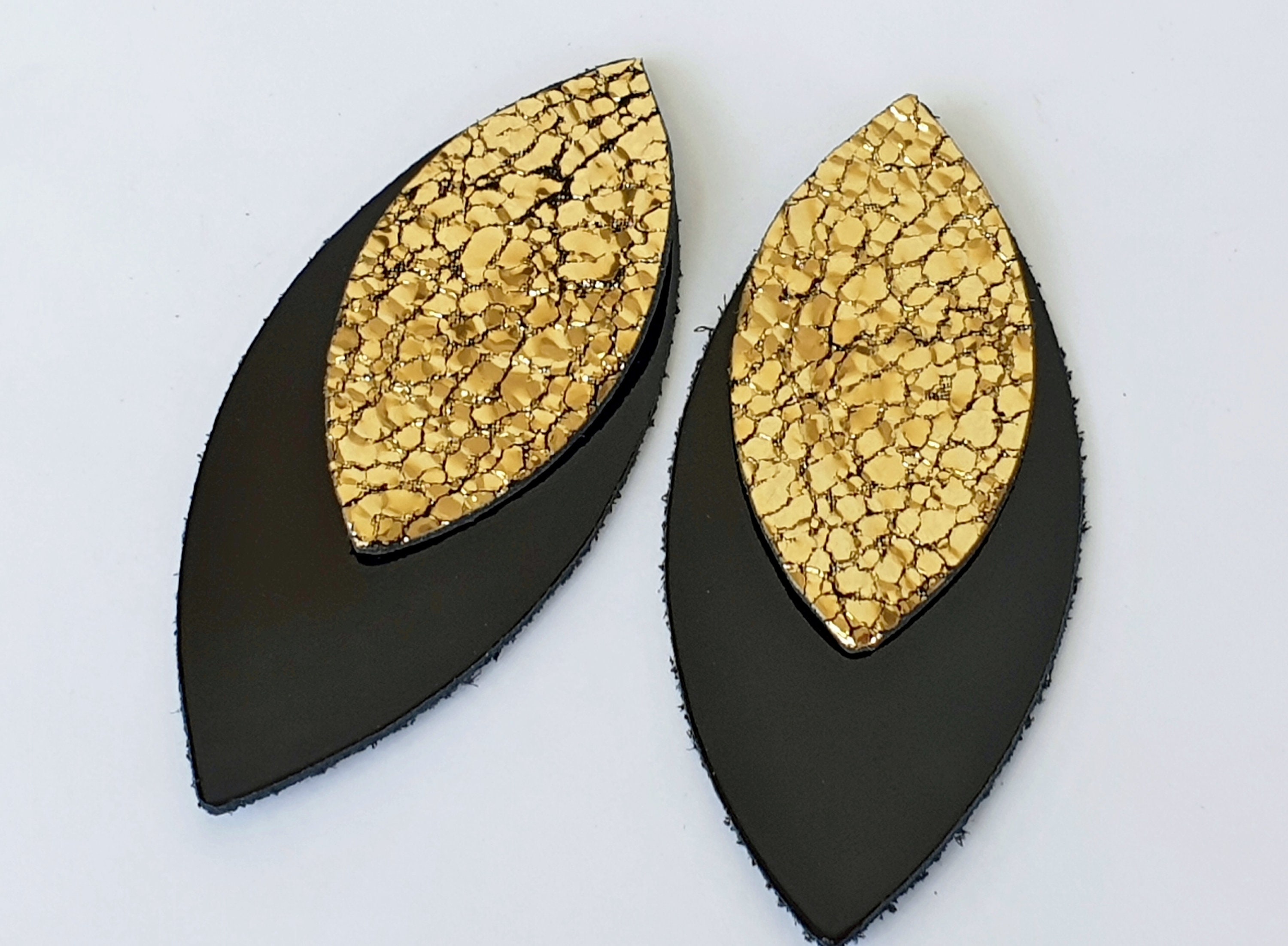 Earrings Blank Die Cut Leather Leaves Black Genuine Leather | Etsy