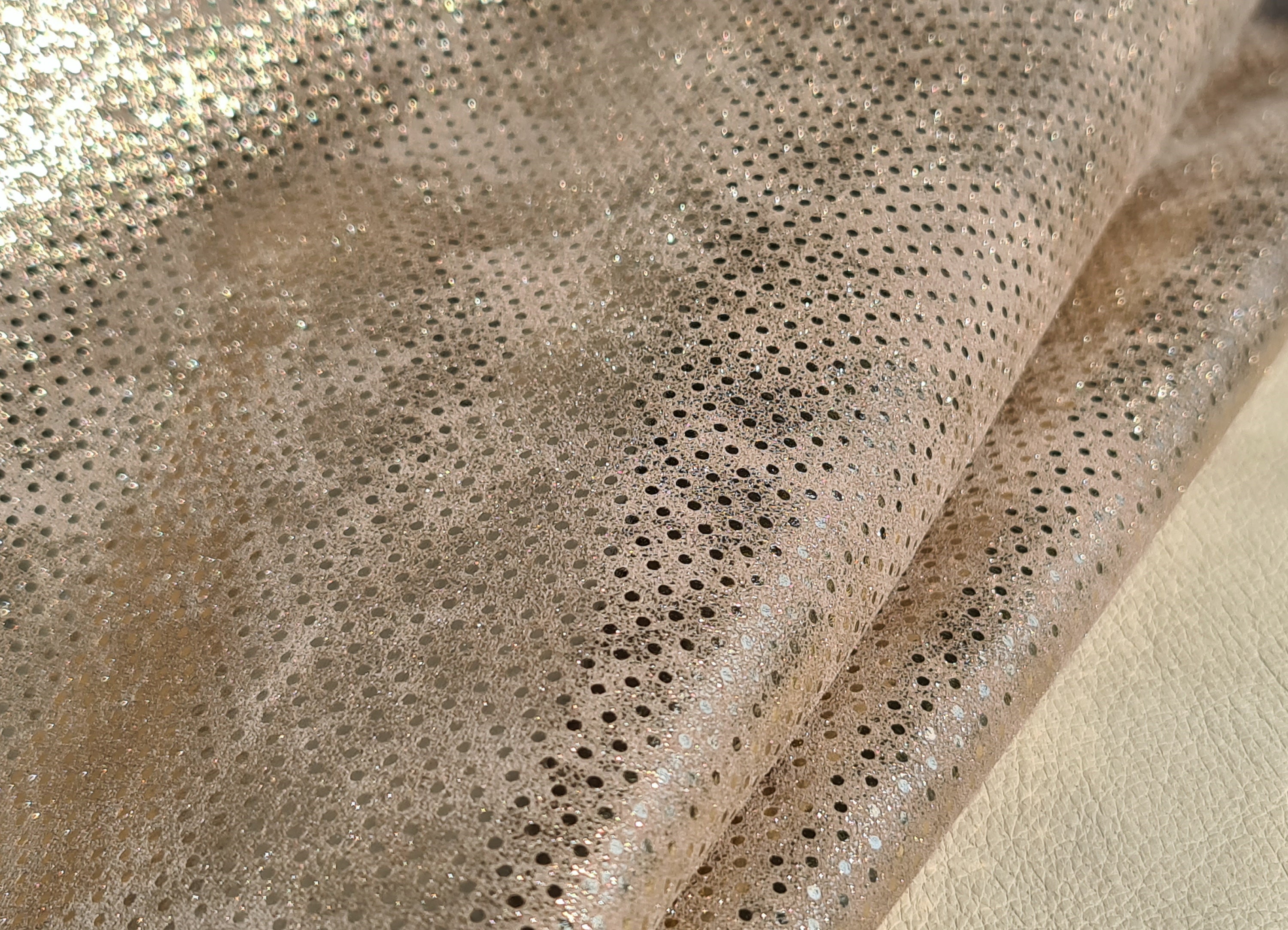 NEW Metallic Taupe Genuine Leather Polka Dot Soft Genuine | Etsy