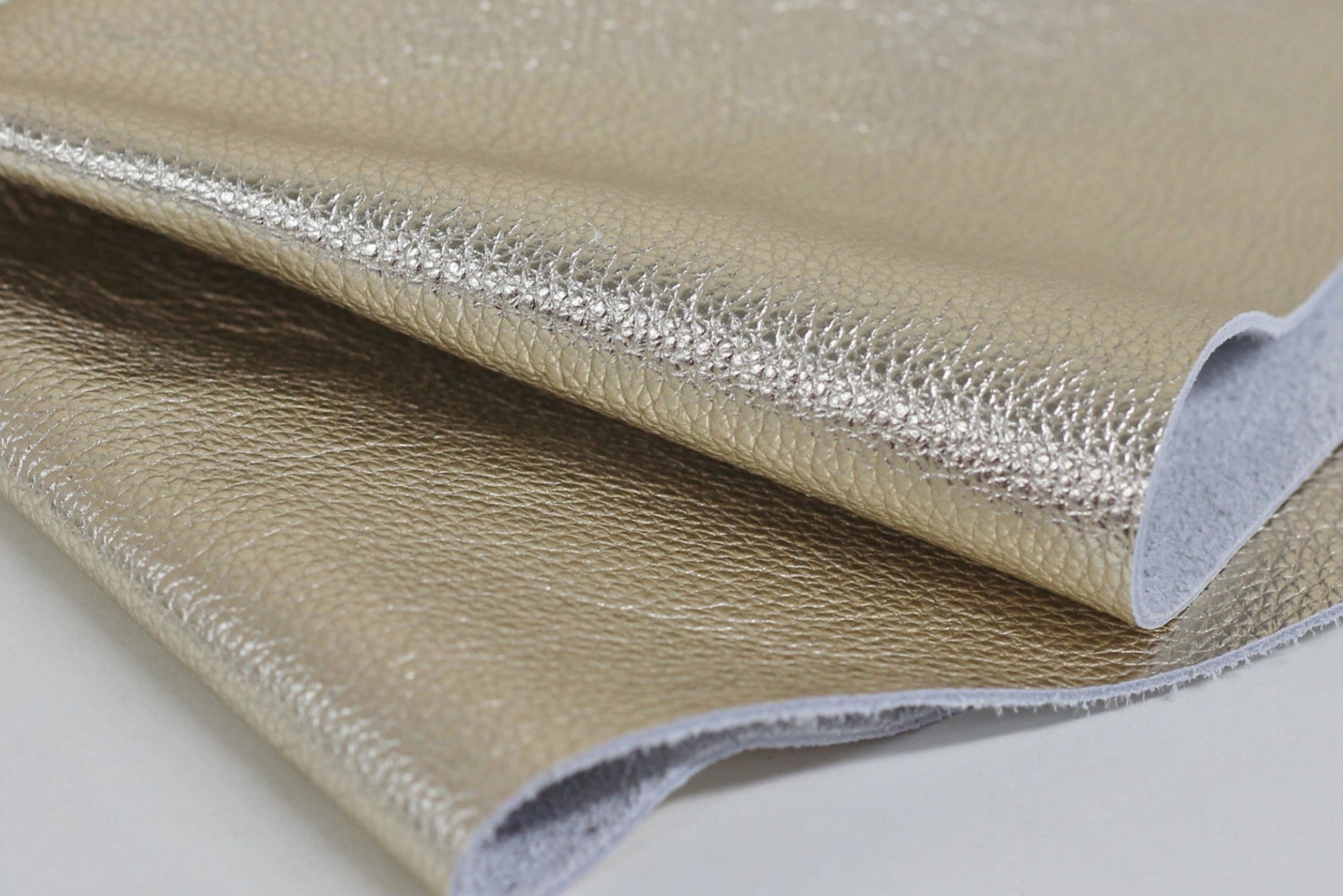 Pale Gold Genuine Leather Metallic Leather Grain Cowhide Etsy