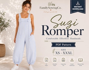 Overall Jumpsuit Romper Naaipatroon Dames Tuinbroek Ballonbroek Naaipatroon Meadow Overalls Beginnersvriendelijk PDF Download