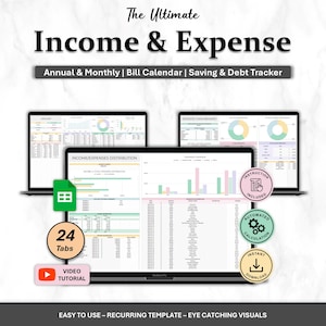 Plantilla de Google Sheets para presupuesto anual: Registro de ingresos, gastos y ahorros (Descarga digital)
