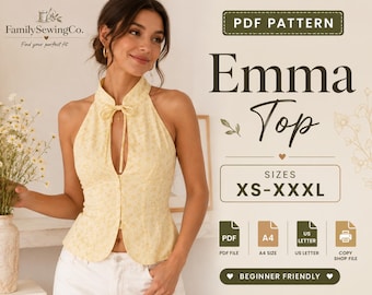 Naaipatroon voor een haltertop/vest, trendy zomertop met open rug, eenvoudig naaipatroon voor beginners (PDF digitale download).