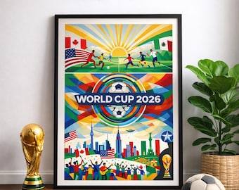 Kunstafdruk WK 2026 | VS, Canada, Mexico (digitale download A3-JPG-bestand)
