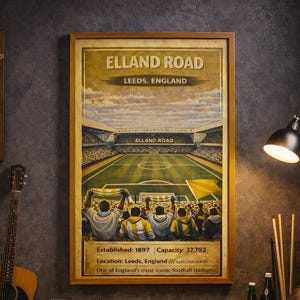Póster vintage del estadio Elland Road / Arte del Leeds United (Descarga digital)
