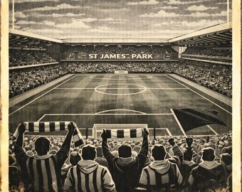 St. James' Park vintage voetbalprint | Newcastle United Art (digitale download)