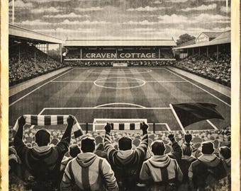 Craven Cottage vintage voetbalprint | Fulham Stadium-kunst (digitale download)