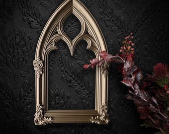 Gothic Cathedral Arch Wall Decor Frame, Decorative Gothic Architectural Accent for Dark Interiors