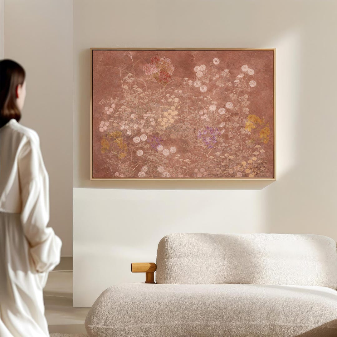 Vintage Wildflower Canvas Wall Art | Large Framed Botanical Print ...