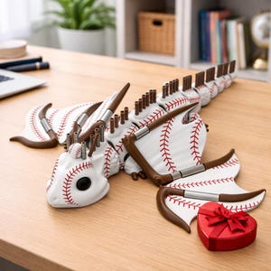 Flexi Baseball Dragon STL & 3MF 3D Print Files, Articulated Winged Dragon Fidget Toy, Flexible Dragon Figure, Dragon STL Flexi Sports Dragon