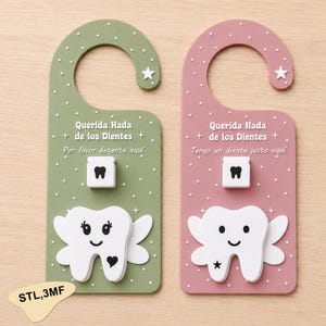 Tooth Fairy Door Hanger STL, Spanish Tooth Holder 3D Print File (Commercial Use)