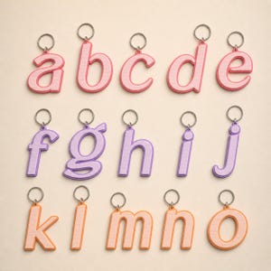 Personalized Letter Keychain STL Bundle A-Z | Custom Initial Bag Charm | 3D Printed keychain | School Bag Tag 3MF for Kids
