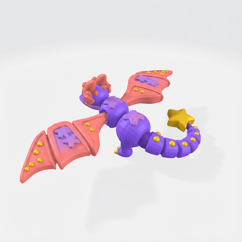 Flexi Articulated Dragon STL | 3D Print Flexible Star Dragon Toy ...