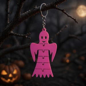 Halloween spöknyckelring STL, ledad fidget-nyckelring, läskig ryggsäcksberlock,