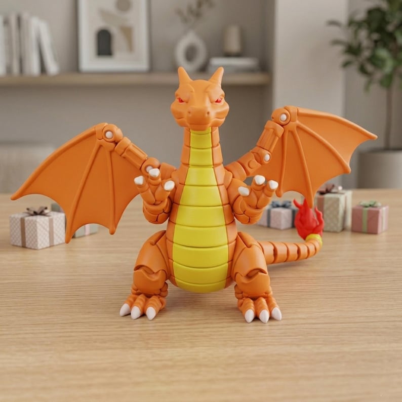 Articulated Fire Lizard Dragon STL and 3MF File | Flexi Fidget Desk Toy ...