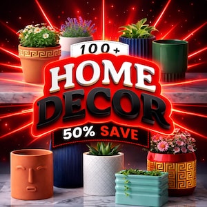 Paquete de decoración para el hogar imprimible en 3D (STL) para macetas, jarrones, lámparas, portavelas y llaveros (más de 100 archivos STL)