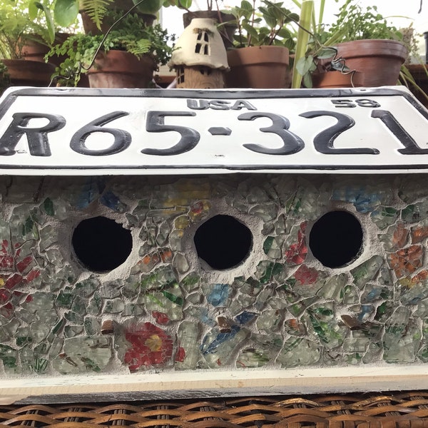 Mosaic condo birdhouse
