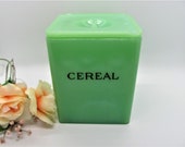 Vintage Jeanette Jadeite Jadite Glass 5 3 4 quot Tall Cereal Canister 1931-1935