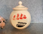 Fire King Grease Jar Vitrock Grease Jar with Flower Pots