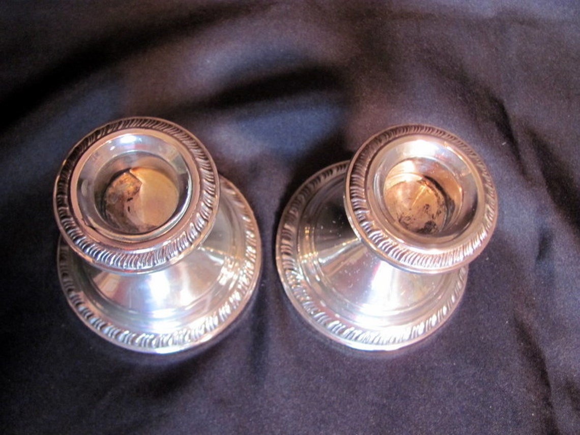 Crown sterling silver weighted candle holders. Etsy