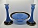 Tiffin Art Deco Console Bowl with Matching Candle Holders 