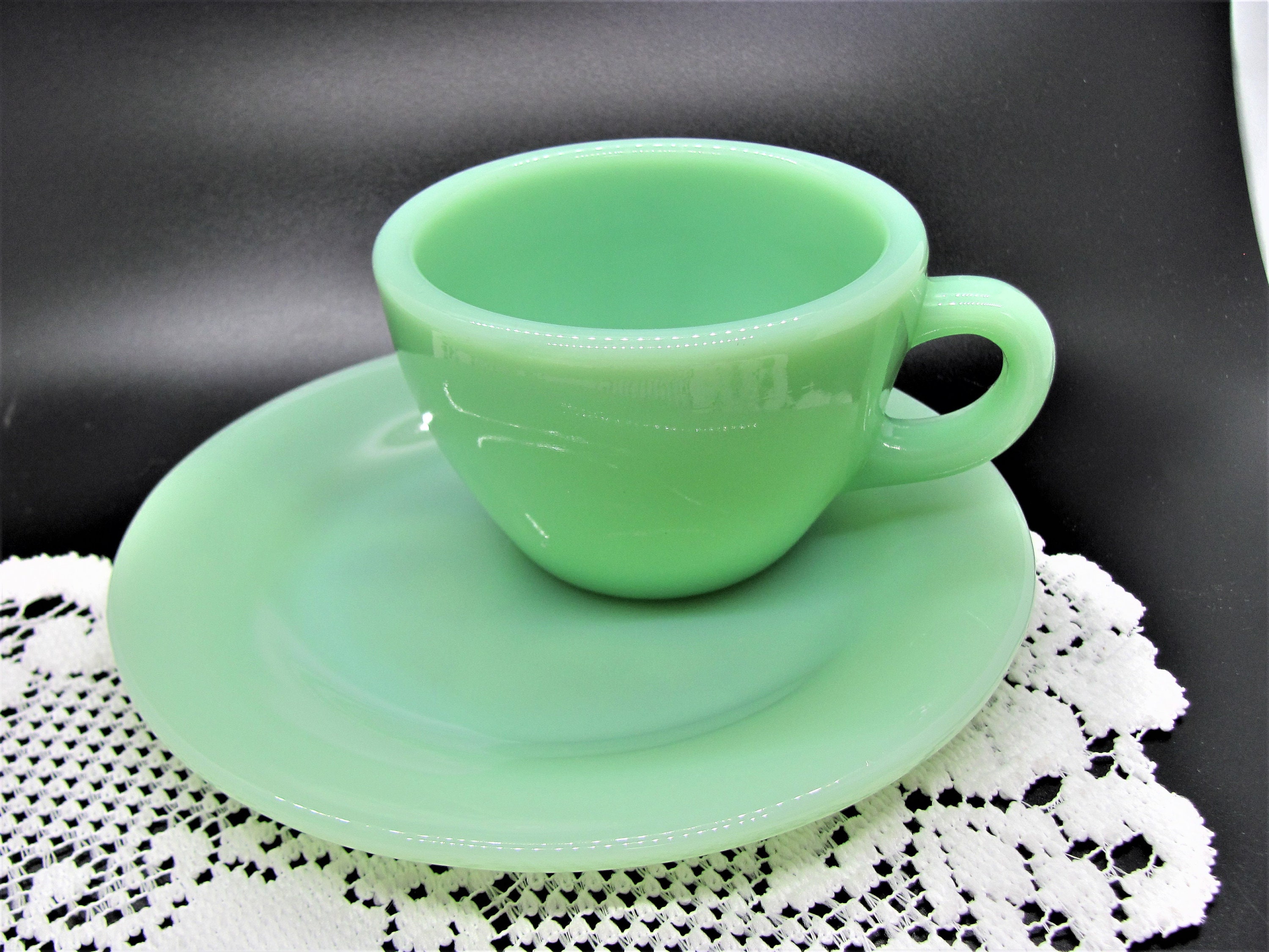 Set of Fire King Jadeite Restaurant Ware Cup and Saucer Fire Etsy