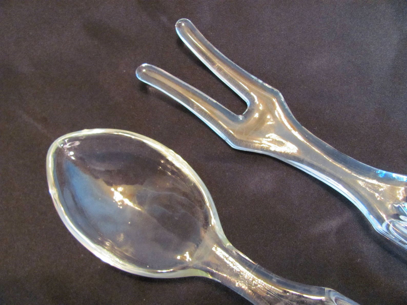 Glass Salad Fork and Spoon Set Depression Era Glass Etsy
