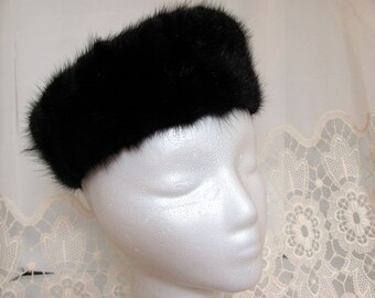 Ladies Mink Pillbox Hat / Brown Mink Pillbox Hat