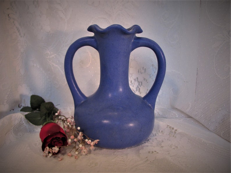 Niloak Pottery Vase Double Handled Blue Matte Glaze Mission Etsy