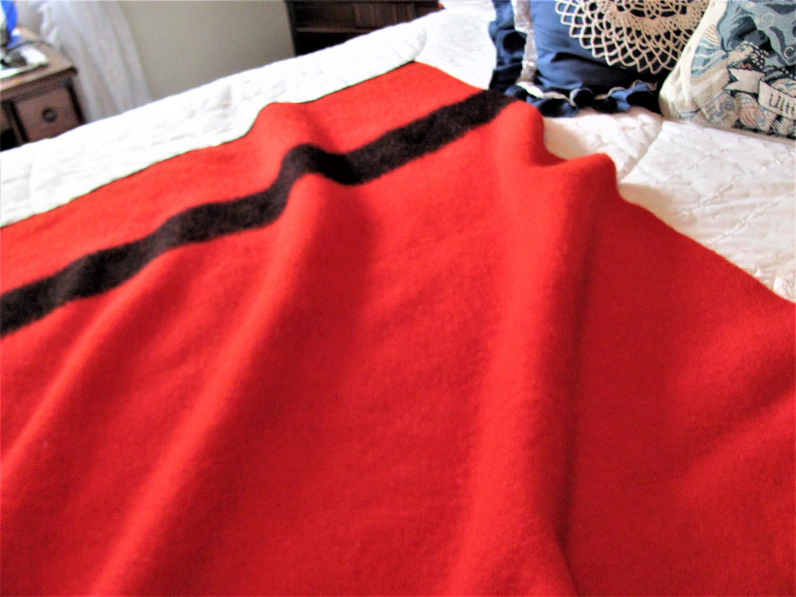 Red Hudson Bay Blanket Throw / Wool 2 Point Blanket 58 x Etsy