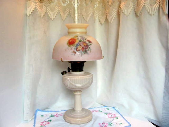 Aladdin Oil Lamp With Fenton Shade Lincoln Drape 1940s Oil Etsy