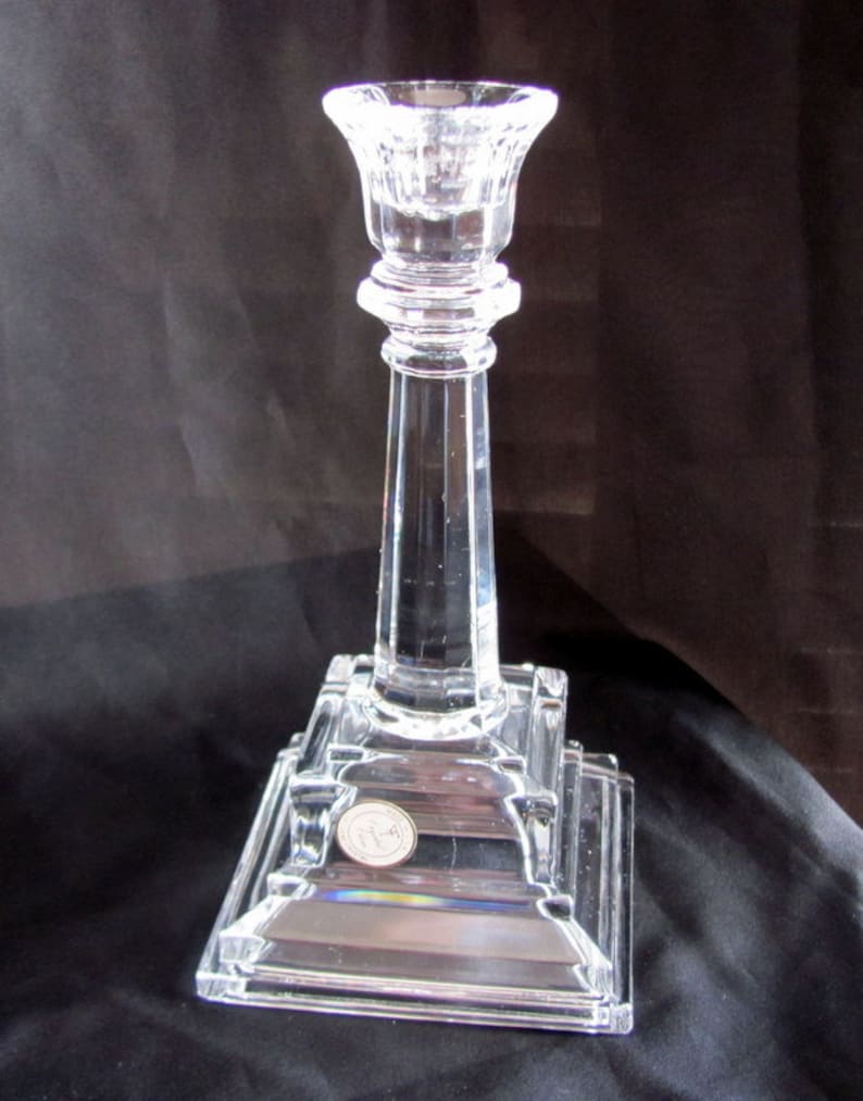 Lead Crystal Candle Holder Art Deco Style 8 Tall Etsy