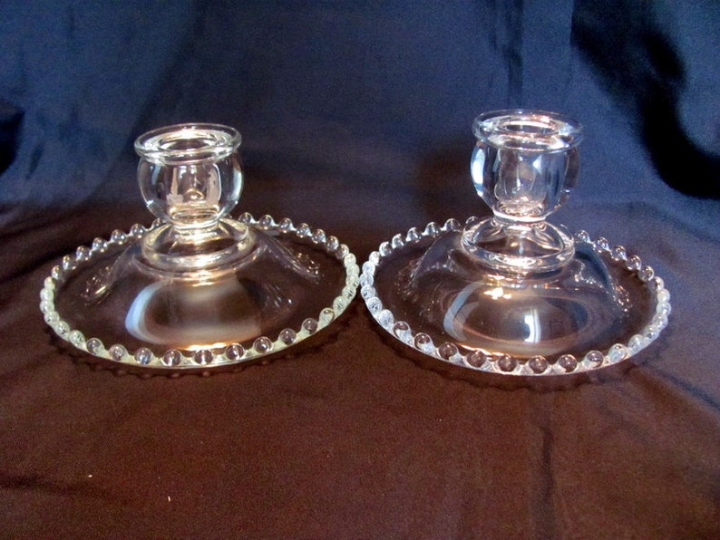 Pair of Candlewick Candle Holders by Imperial Glass Co / Etsy
