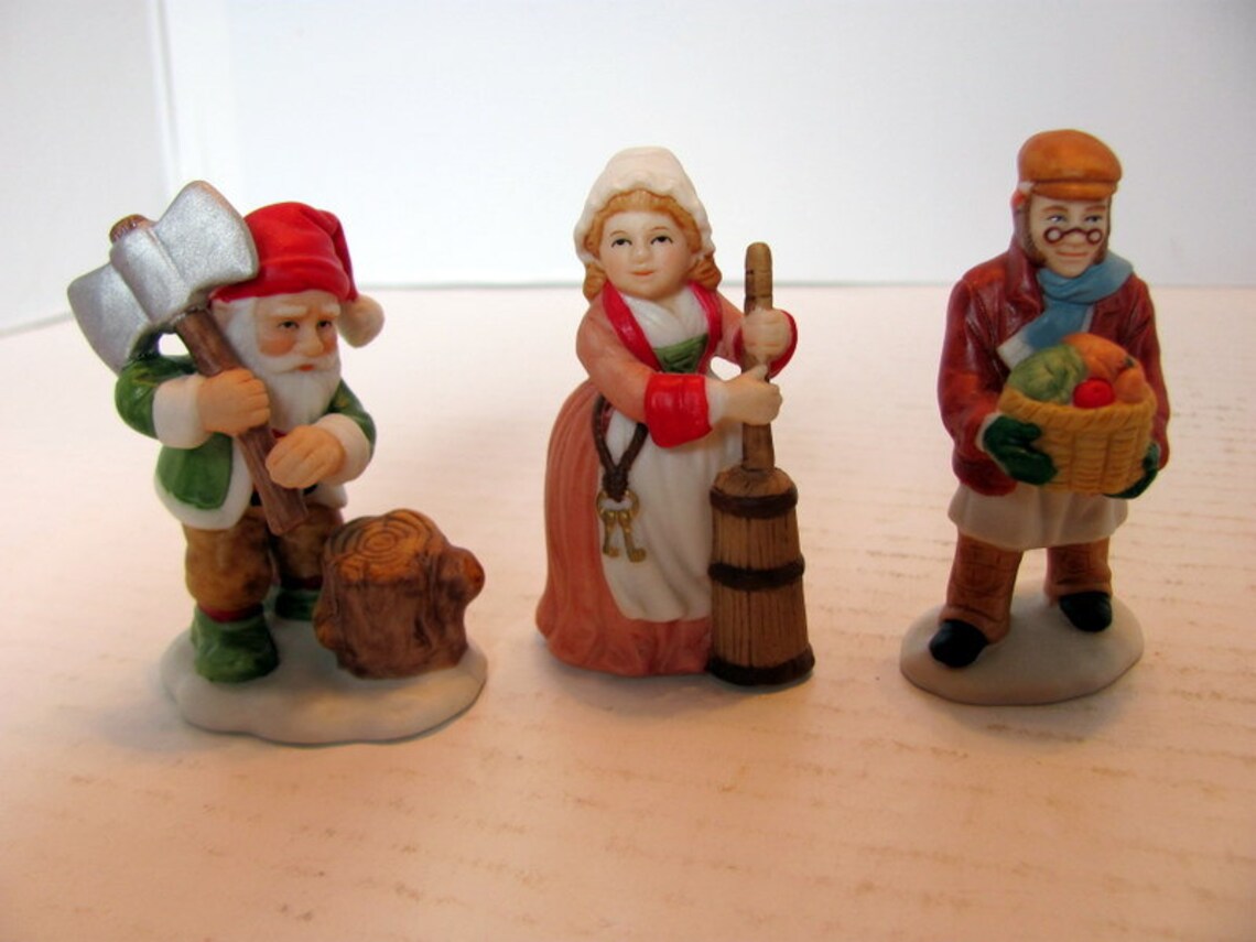 Lefton Colonial Village Figurines / Lady with Churning Butter Etsy