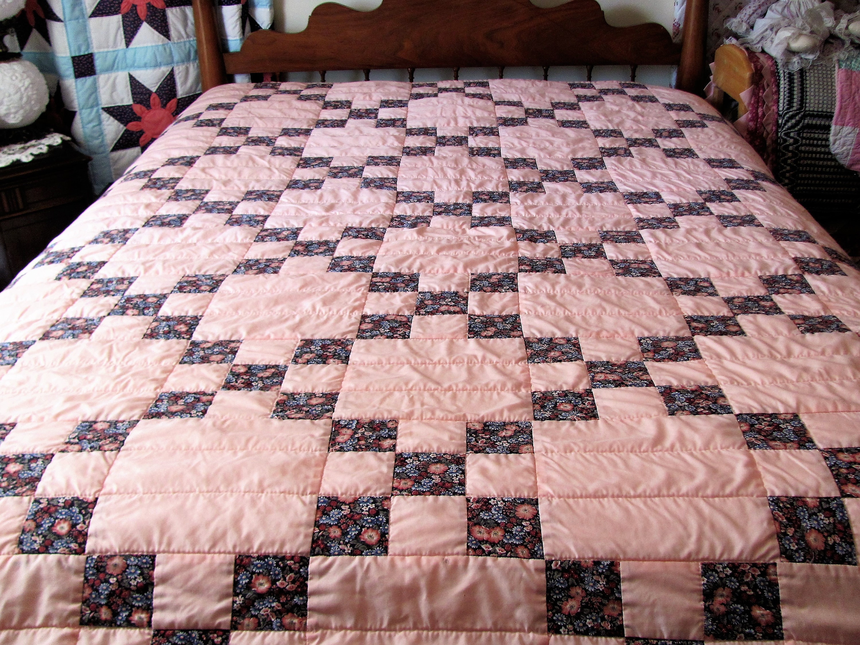 Patchwork 9 Square Quilt Full Size / Hand Quilted Country Etsy