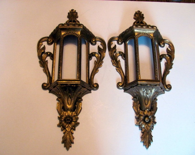 Gold Wall Sconces / Lantern Style Wall Sconces / Hollywood Etsy