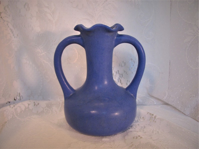 Niloak Pottery Vase Double Handled Blue Matte Glaze Mission Etsy