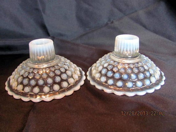 Candle Holders by Anchor Hocking Moonstone Pattern Hobnail | Etsy