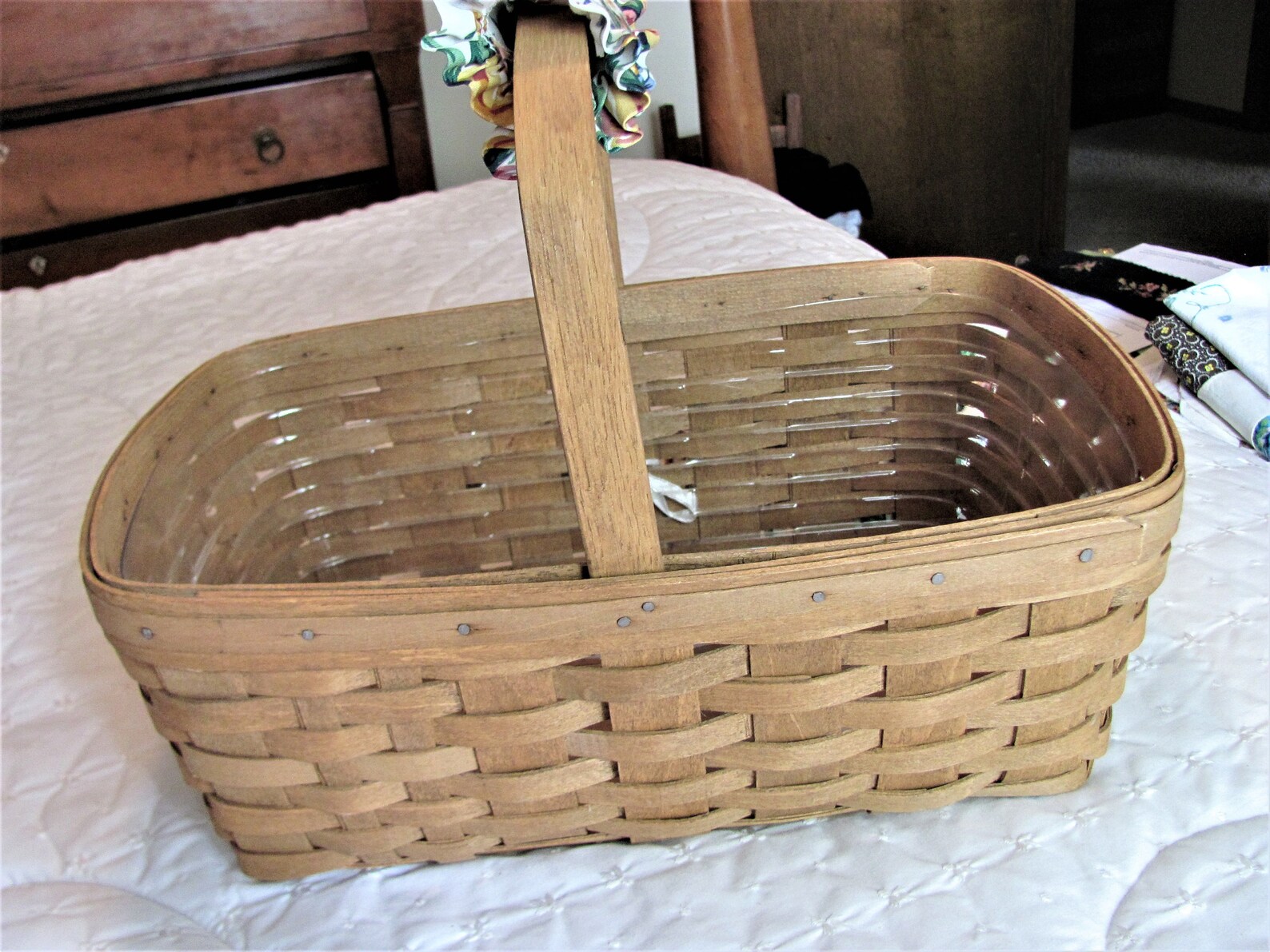 Longaberger Oblong Basket 1 Handle 1986 With Plastic Protector Etsy