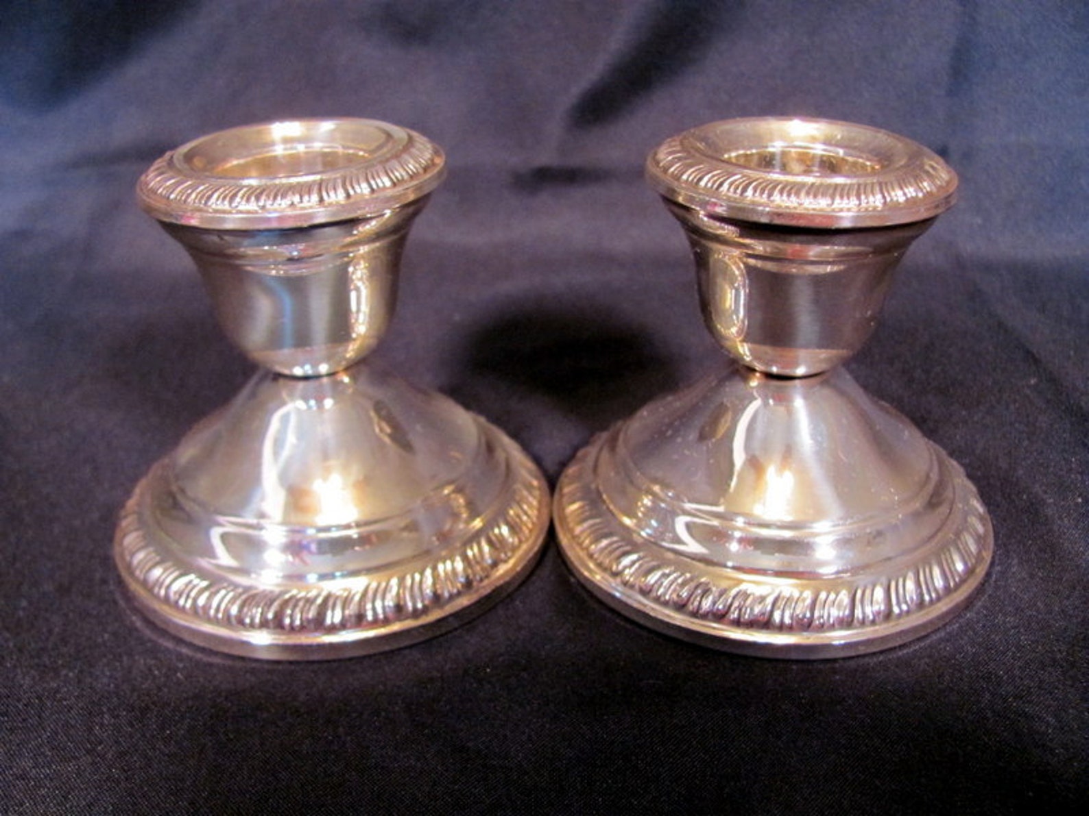 Crown sterling silver weighted candle holders. Etsy