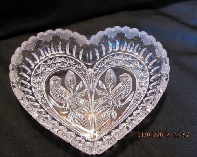 Heart Shaped Candy Dish by Hofbauer Byrds Lead Crystal Etsy