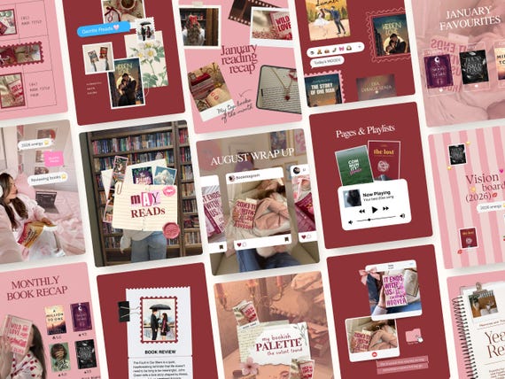 Bookstagram Canva Templates, Booktok Instagram Post, Trendy IOS Cozy Bookish Instagram for Book Lovers, Influencers, Author Social Media.