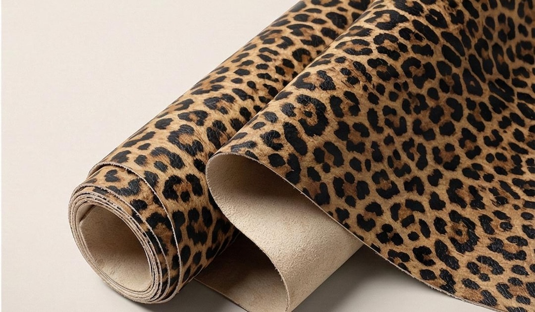 Leopard Print Faux Leather Fabric, Craft Vinyl, Felt Backing - Etsy