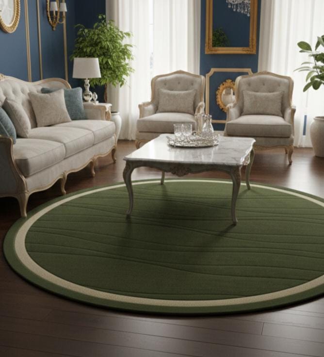 Green Round Outdoor Rug – Modern Wave Patio Deck Carpet - Etsy