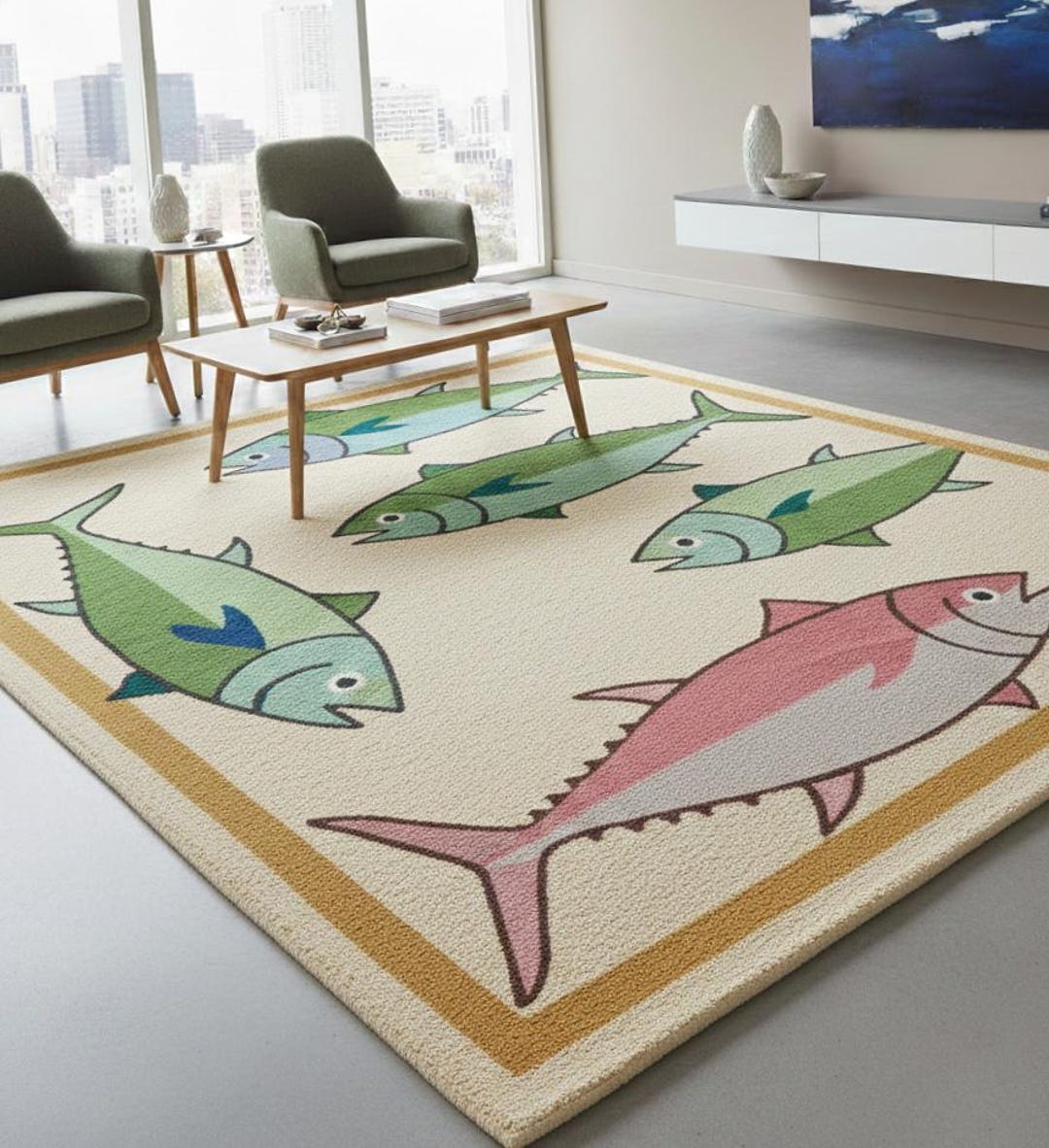 Hand-tufted Tropical Fish Rug – Modern Nautical Nursery Decor - Etsy